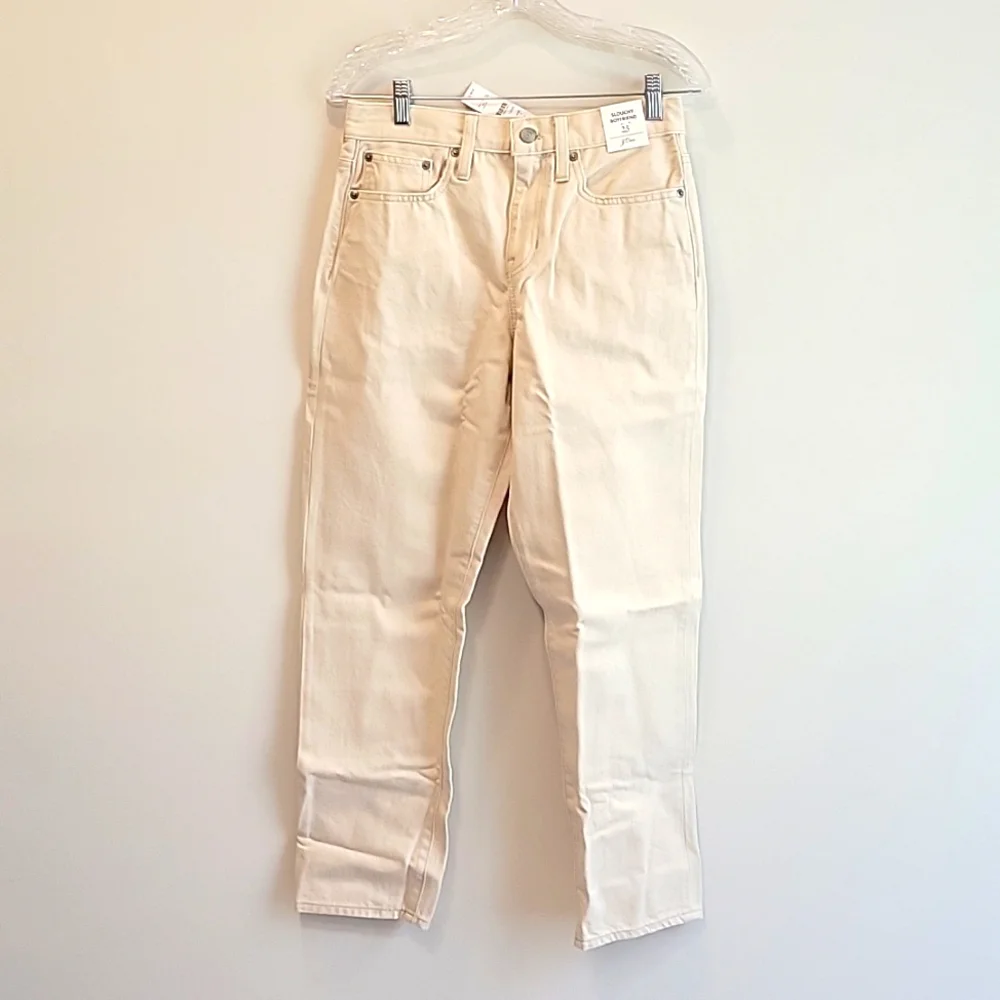 J. CREW Natural Ecru Slouchy Boyfriend Jeans Preppy Capsule Minimalist Sz 24 NWT